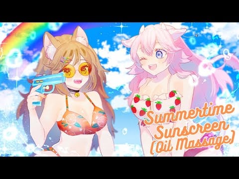 [3DIO ASMR] Summertime Sunscreen (Oil Rubbing, Ocean Waves, Whispers) (VTuber)