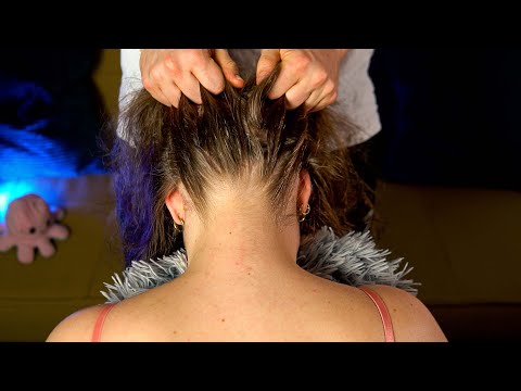 ASMR ENERGIZED Scalp Scratching UP THE NAPE & THE NECK /w Hair Pulling and Hair Sounds