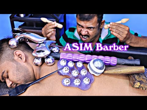 ASIM Barber mix tools ASMR head body massage with triggers and Tingles | 4times neck crack