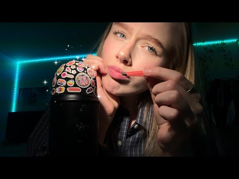 ASMR stickers on the mic | peeling/plucking, tape sounds, sticky sounds, brushing