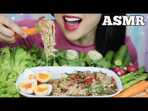 ASMR SPICY ENOKI MUSHROOM SALAD + FRESH VEGGIES (CRUNCHY EATING SOUNDS) NO TALKING | SAS-ASMR