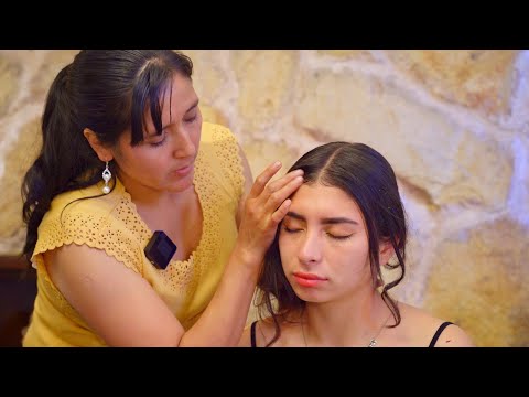 Esperanza's relaxing ASMR massage & energy cleansing with soft whispering, hair play & water sounds