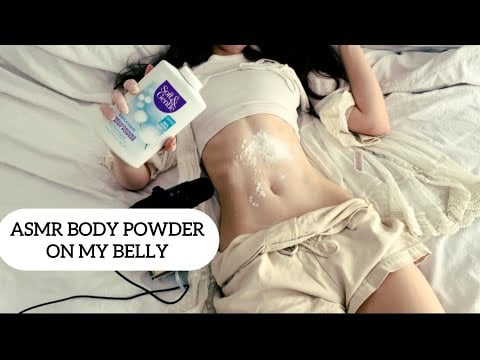 ASMR Body Powder on my Belly (tapping, scratching, etc.) 