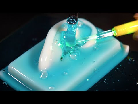 ASMR Slime that overflows from the ear (with subtitles, test tube clear slime, petapeta)