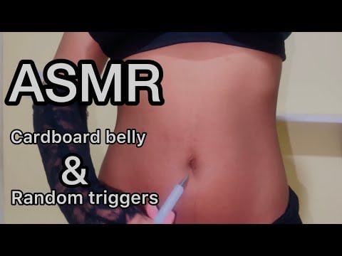 ASMR Cardboard Belly, Trying Random Triggers On My Belly (cardboard sounds, tracing, tapping etc)