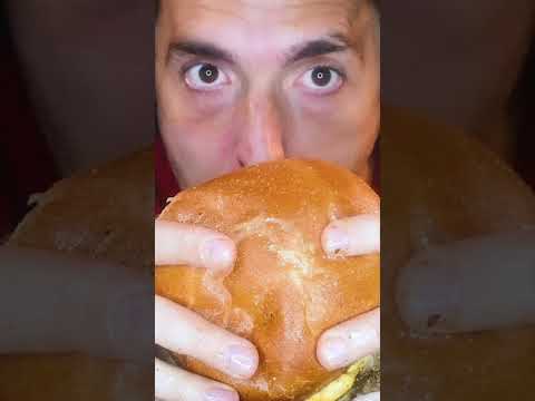 ASMR Eating GIANT 4 CHEESE TRIPLE BURGER !  먹방 mukbang #shorts