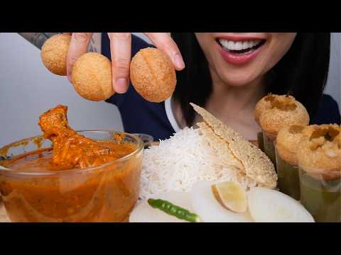 CHICKEN CURRY + RICE + PANIPURI (ASMR EATING SOUNDS) NO TALKING | SAS-ASMR