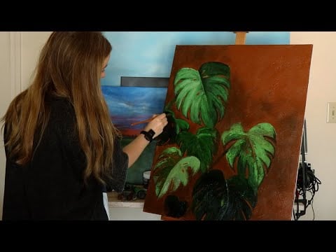 Painting ASMR | Monstera Progress