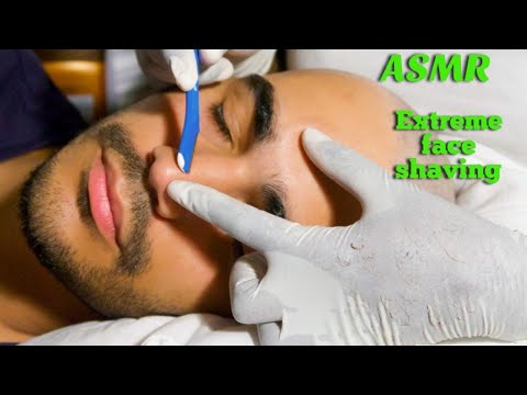 {ASMR} *EXTREME* FACE SHAVING MANS HAIR Face With A Straight Razor