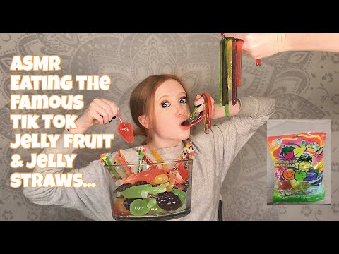 [ASMR] Eating The TIK TOK JELLY FRUIT & JELLY STRAWS | mouth sounds