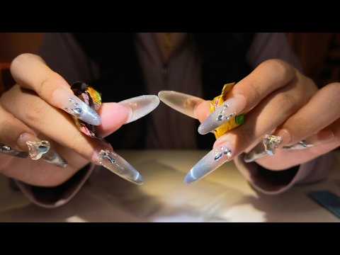 ASMR for When You Can’t Sleep 🌙 Long Nail Tapping, Scratching & Crinkles (No Talking)