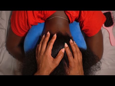 ASMR Real Person Nape & Scalp Scratching | Hair Brushing + Head Scratching on my Sister ~ no talking