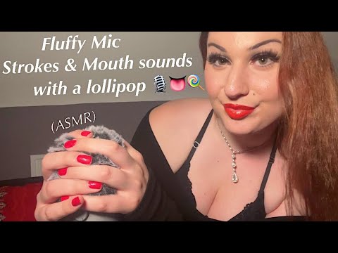 ASMR - Fluffy Mic Scalp Massage & Wet Mouth Sounds With a Lollipop 👅🍭💦