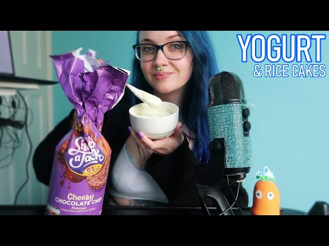 ASMR Eating Honey Greek Yogurt & Chocolate Rice Cakes 🍯
