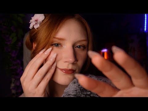 ASMR 💆Slow Face Tracing with Fluffy mic and Clicky Mouth sounds 😴