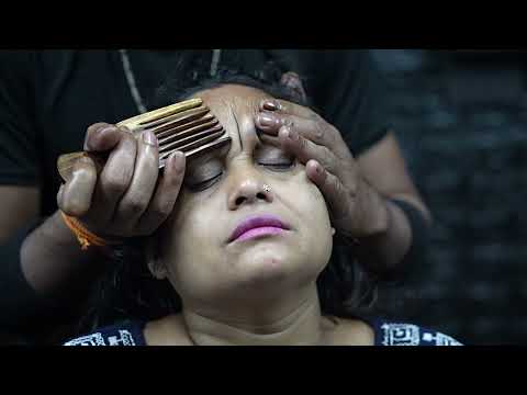 ASMR Women Head Massage With Wooden Comb | Head - Forehead - Neck Massage With Tapping & Scratching