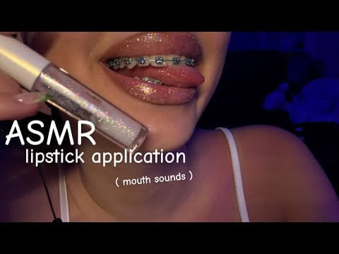 ASMR up close lip stick application ( mouth sounds too)