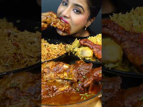 ASMR Eating Spicy Mughlai Chicken Biryani,Tangdi Chicken Curry,Mutton Curry Masala Big Bites Mukbang
