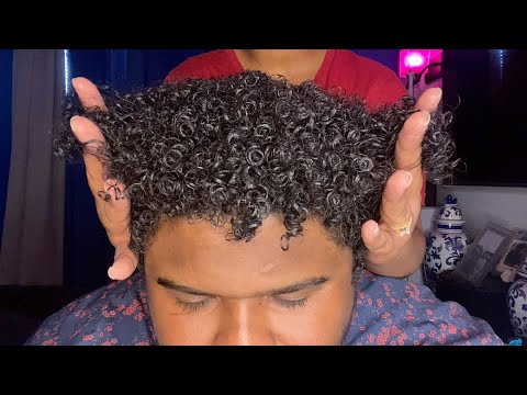 ASMR- Relaxing Hairplay on My Boyfriend 💓 (HEAD MASSAGE, HAIR BRUSHING, SPRAYING, SCALP SCRATCHING)