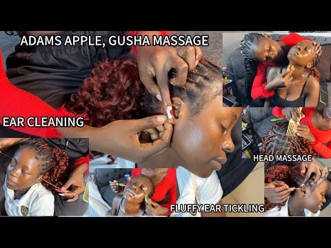  ASMR Ear Cleaning, Face Nitpicking, Nose Eyebrow, Gusha Massage, Head Massage, Relaxing Tingles