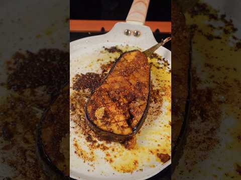 🧄🍆 ASMR Garlic Brinjal Fry 🔥 | Crispy Baingan Fry Sounds 🤤#shorts #short