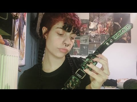 ASMR showing you my Jewellery Collection | belts, chokers, bracelets (leather & metal triggers)