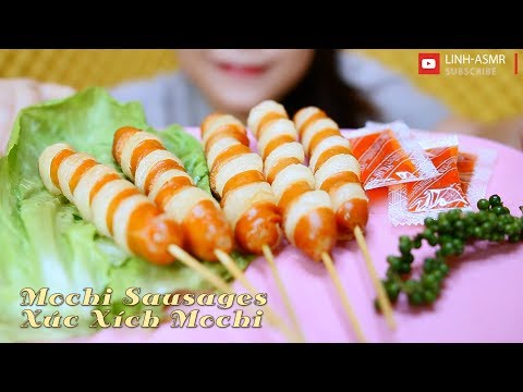 ASMR Eating Mochi sausage, eating sounds, no talking |LINH-ASMR