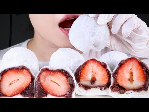 ASMR 직접 만든 딸기찹쌀떡 먹방 | Strawberry Chapssaltteok | Eating Sounds Mukbang