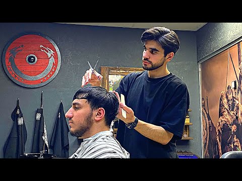 ASMR Relaxing Haircut - Barber Gets a FULL HAIRCUT with a Head Wash. ASMR Haircut No Talking