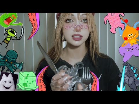 Eating the issues your ex gave you ( plastic, utensils and eating sounds) #asmr 