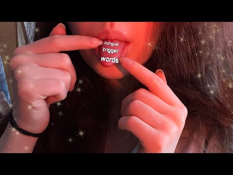 ASMR Tongue Tracing Trigger Words W/ Tongue Tapping, Scratching, Stuttering Spit Painting 👅