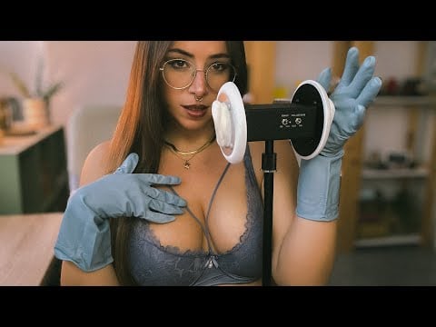 ASMR Ear Massage w/ Latex and Exfoliation Gloves😍