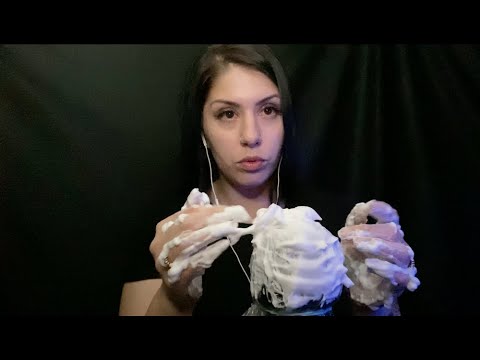 ASMR shaving cream on mic