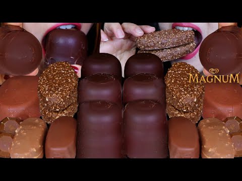 ASMR GIANT CHOCOLATE MARSHMALLOWS, KINDER CARAMEL MAXI KING, MINI MAGNUM ICE CREAM BARS 먹방