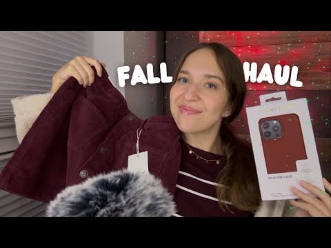 ASMR Cozy Fall Haul 🍒 (Fabric Sounds, Whispering, Show and Tell, Tapping, Scratching, Fluffy Mic)