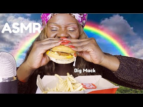 Trying Bacon W BIG Mac ASMR Eating Sounds/Blue Slushie