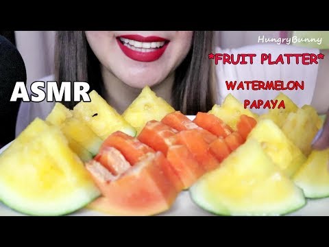 FRUIT PLATTER ASMR EATING SOUNDS | MUKBANG | HUNGRY BUNNY