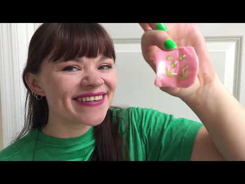 ASMR JUiCY DROPS WATERMELON 🍉 taffy sour gel tongue green satisfying sunny mouth sounds mukbang