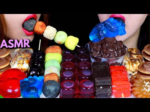 ASMR GIANT BOBA JELLY, CHOCOLATE PROFITEROLES, RAINBOW RICE CAKE, BOBA ICE CREAM BAR, BEAN JELLY 먹방