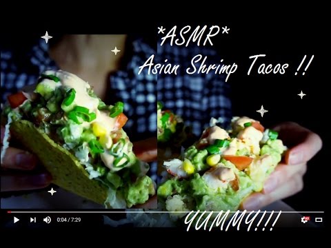 ASMR SHRIMP TACOS W. GUACAMOLE & SPICY MAYO!!! (O.O)