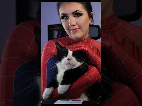 My cat doesnt like affection #asmr #asmrsounds #spiderman #cosplay