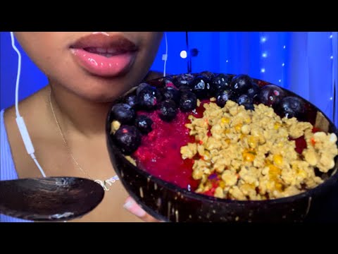 ASMR | Smoothie Bowl 🥣 Açaí Bowl w/ granola & blueberries 🫐 | Eating & Scraping Sounds