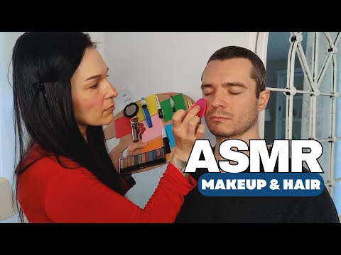 ASMR Ultimate Glow Up - Color Palette Makeup & Haircut / Styling