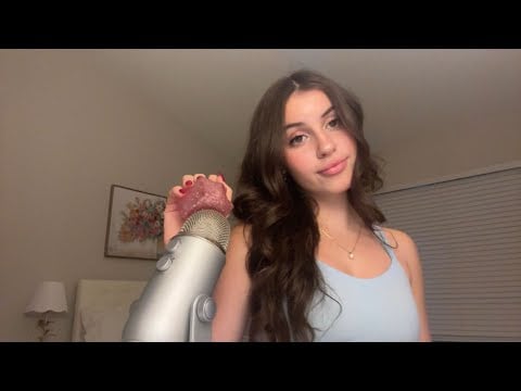 ASMR- Mic Scratching, Mouth Sounds, Inaudible Whispers + Various Pink Triggers🎀💗💐
