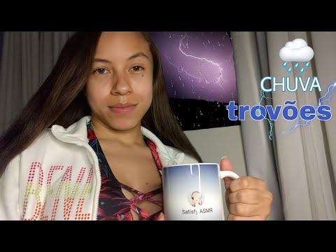 ASMR TE RELAXANDO EM UMA NOITE CHUVOSA *Raios e Som de Chuva