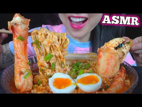 ASMR KING CRAB SPICY NOODLES + PERFECT EGG (EATING SOUNDS) NO TALKING | SAS-ASMR