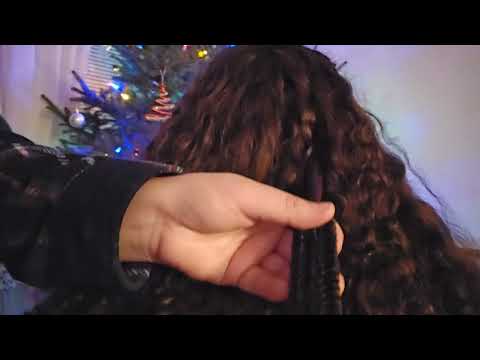 🎄 ASMR Curly Hair Play + Back Attention (No Talking)🎄