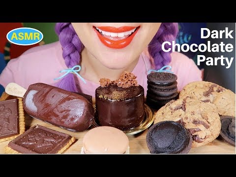 ASMR 다크초코릿 파티🎉매그넘,무스케익,오레오 먹방 |DARK CHOCOLATE MAGNUM,CAKE,OREO,MACARON EATING SOUND| CURIE.ASMR