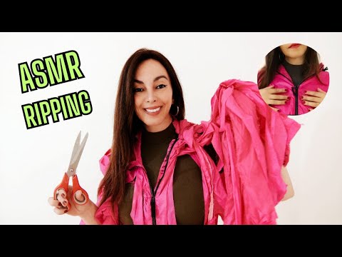 ASMR RIPPING SCRATCHING RUBBING AND TAPPING MY RAIN JACKET -  FABRIC SOUNDS - SUPER SENSITIVE