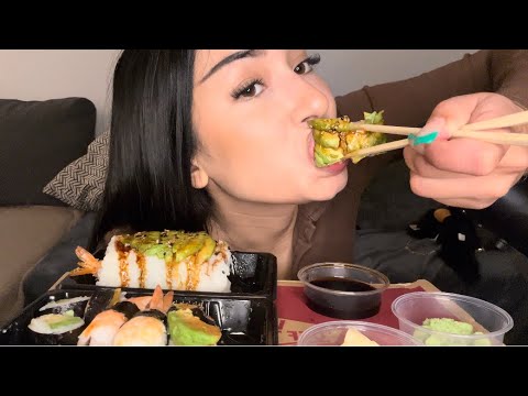 ASMR sushi mukbang & ice cream 🍣🍦maki, nigiri, inside out, edamame 🫛❤️